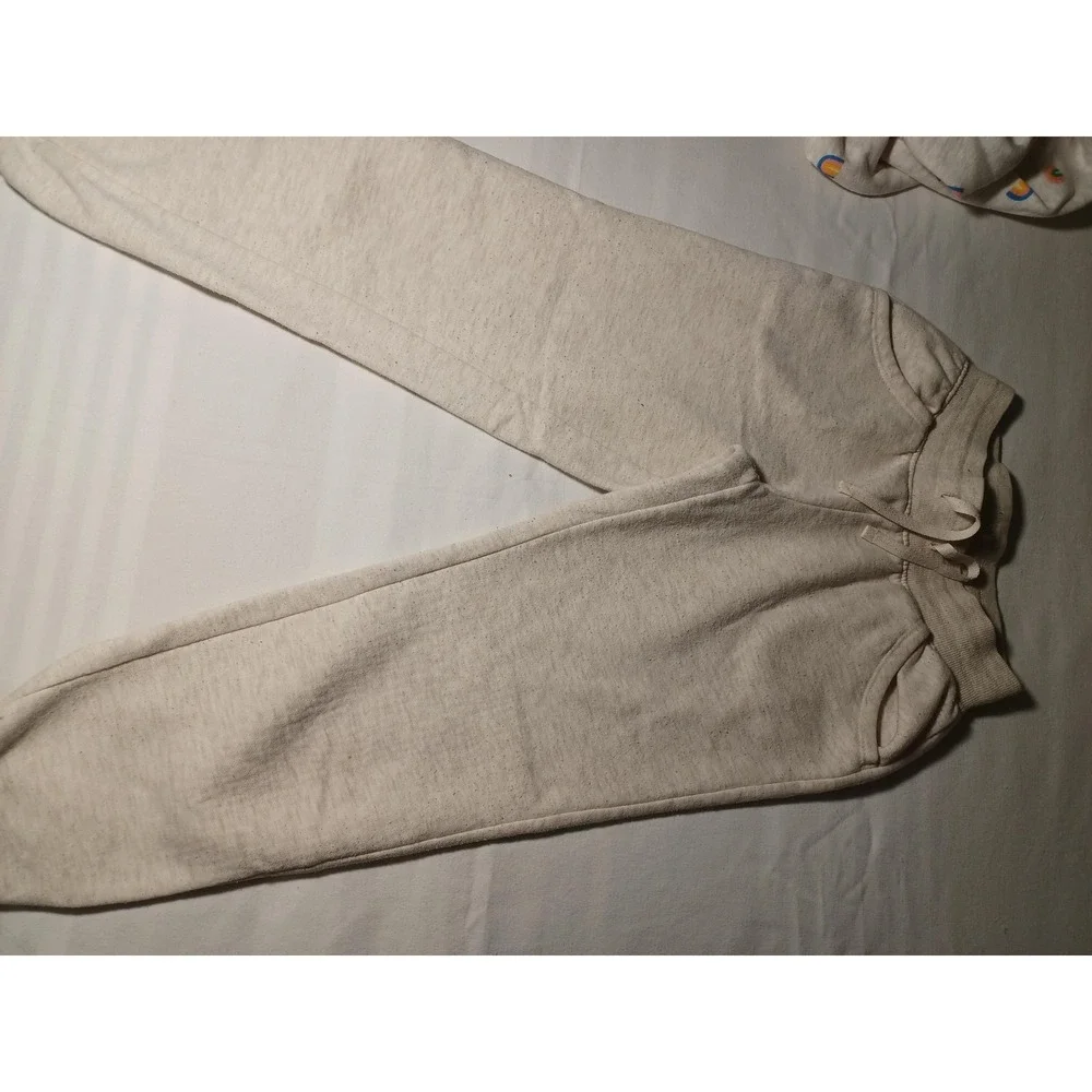 Cat & Jack Outfit Set Girls‎ 8 Beige Rainbow Fleece Hoodie Jogger Pants 2 Piece